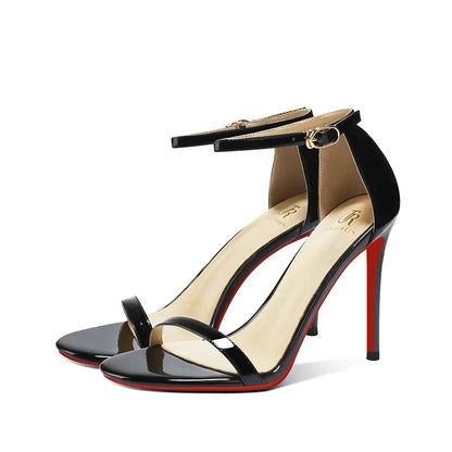 Sandals, Women's Summer New High Heels, Women's Slim Heels, Sexy and Fashionable, Golden Open Toe Straight Strap Sandals