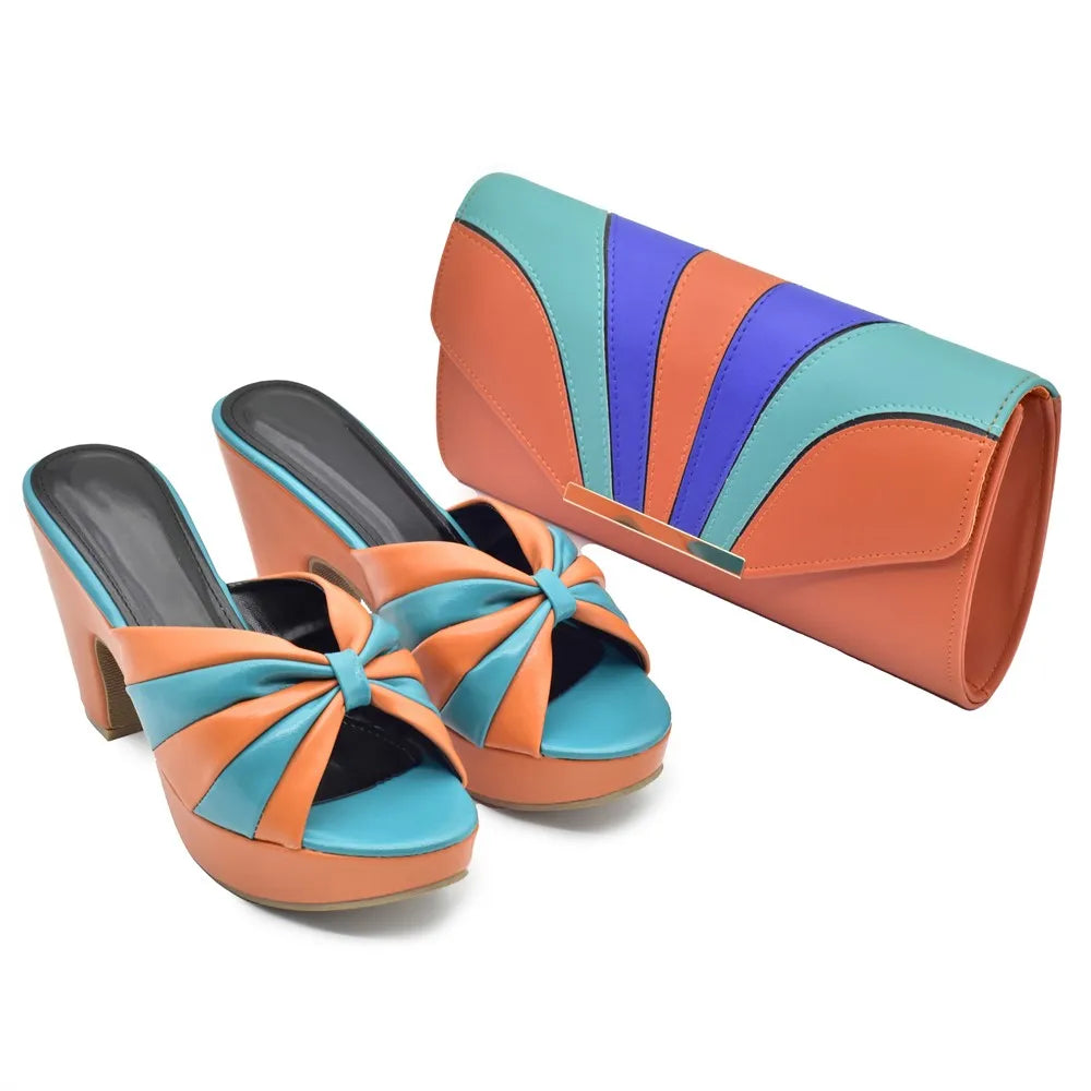 Italian Shoes and Bags Matching Set High Heels Women Wedges Shoes for Women Nigerian Party Women with Bag Set Plus Size Heels 42