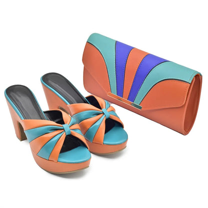 Italian Shoes and Bags Matching Set High Heels Women Wedges Shoes for Women Nigerian Party Women with Bag Set Plus Size Heels 42