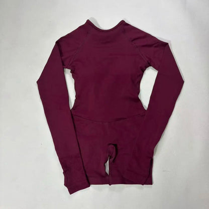 2026 DF‑Impact Women Stretch Long‑Sleeve Backless Yoga Jumpsuit, Slim‑Fit One‑Piece Bodysuit Gym Workout Fitness Suit