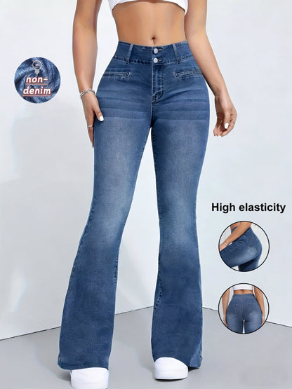 High Elasticity Non-Denim Printed Leggings Women's High Waist Slim Leggings Gym Training Wide Leg Fashion Leggings Casual Wear