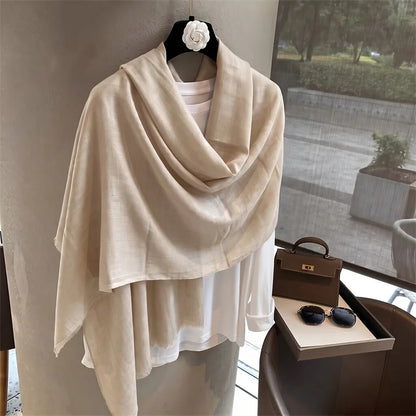 New Long Scarf Women Cotton Scarf Beach Hijab Shawls and Wraps 2026 Luxury Brand Solid Color  Echarpe Designer