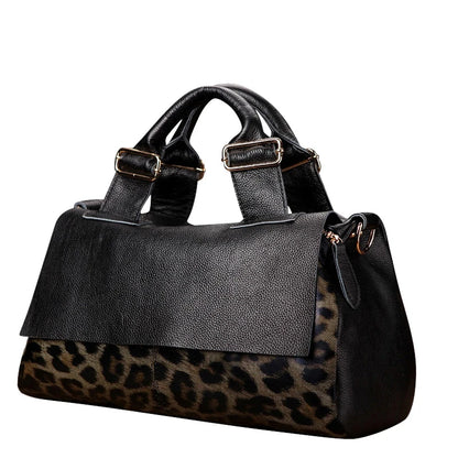 Aidrani Genuine leather handbag 2025 women's fashion bag premium leopard print luxury brand top cowhide bag