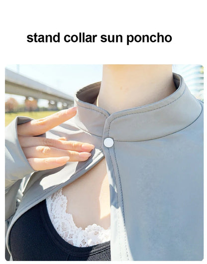 Shawl Wrap Women Driving Sun Protection Cape Upf50 + Cooling Cycling Outdoor UV Cover up Breathable Long Sleeve Stand Collar