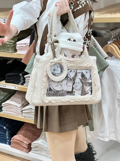 Original Corduroy Satin Lace Ribbon Daily Shoulder Bags Women's Bag Handbags for Women Cute Tote Bags for Women