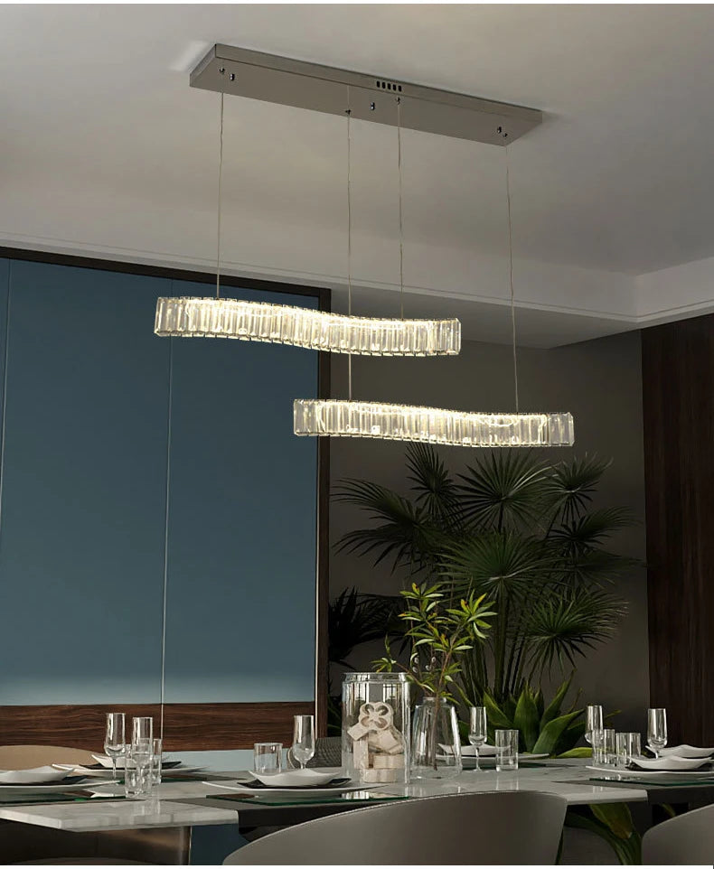 Modern Luxury LED Crystal Pendant Lights Villa Dining Room Kitchen Lighting Lustre Decor Chandeliers Indoor Bar Lights Fixture