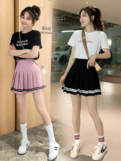 Kawaii Harajuku Skirts Preppy School Uniform High Waist Pleated Women Girls Lolita A-line Sailor Skirt