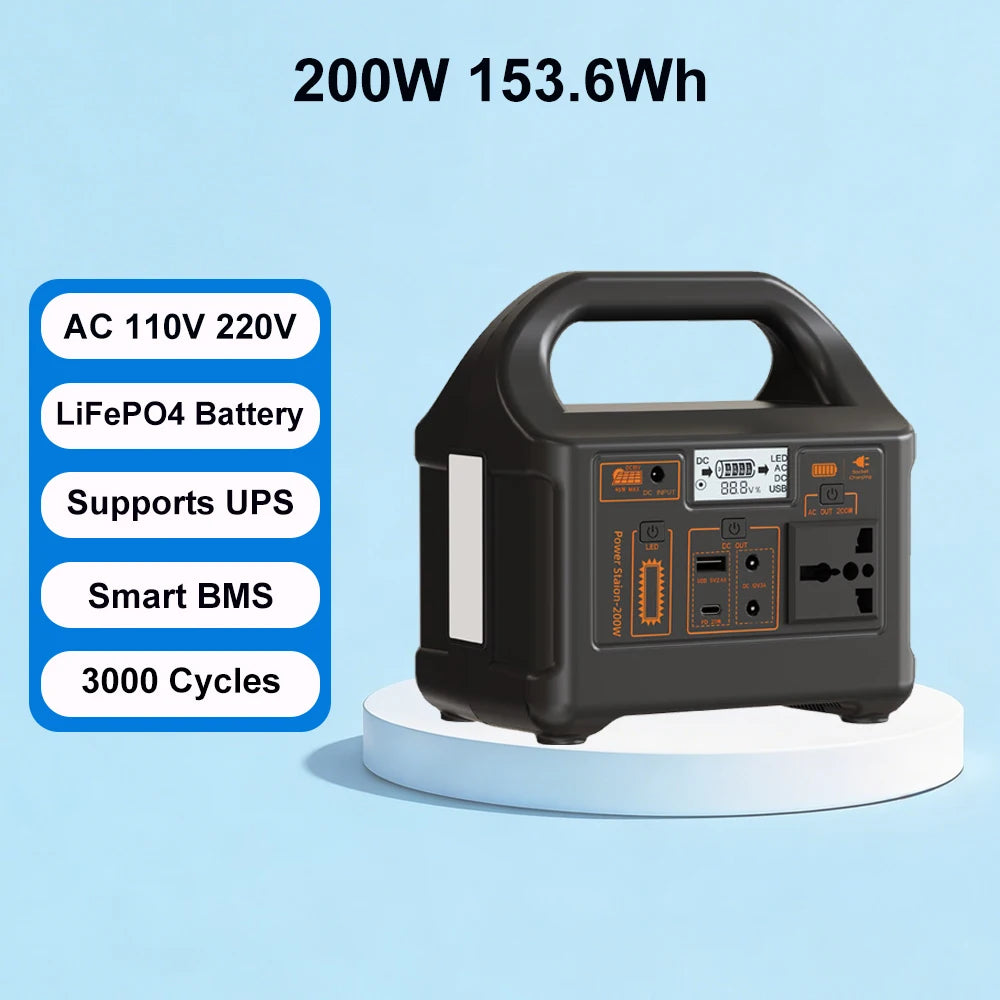 Gaiaray Portable Power Station 100W 200W 300W 500W Pure Sine Wave Solar Generator 110V/220V UPS LiFePO4 Power Plant For Camping
