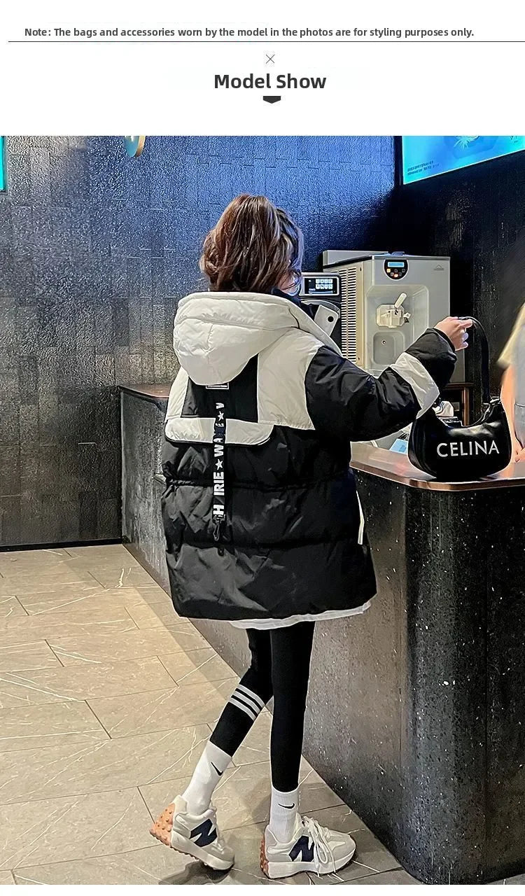 Elegant Thickened Oversized Women's down Jacket Fashionable Outerwear Parka Style Winter Coat Korean Style Straight Cut Cotton