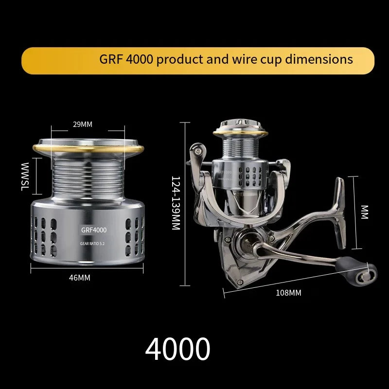 2026 New Spinning Fishing Reel All Metal 5.2:1 Speed ratio Max Drag 15KG Left/Right Interchangeable Suitable Any Body of Water