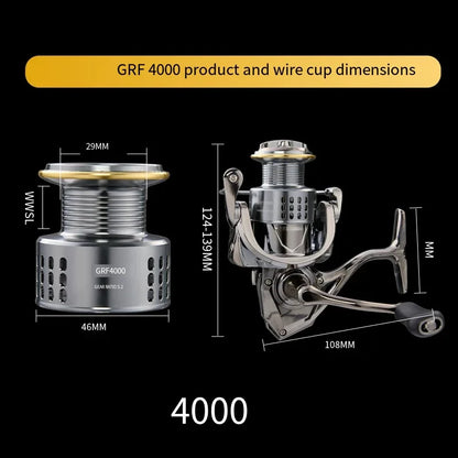 2026 New Spinning Fishing Reel All Metal 5.2:1 Speed ratio Max Drag 15KG Left/Right Interchangeable Suitable Any Body of Water