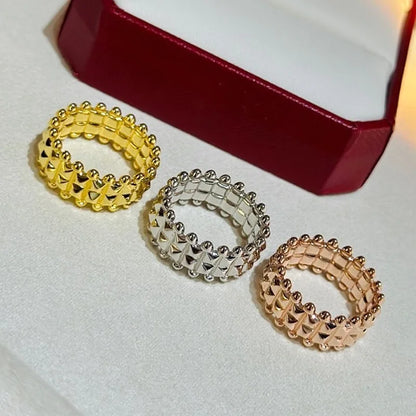 S925 Silver With Rose Gold Wide Rivet Ring Men Women's Classic Design Temperament Fashion Brand Party Luxury Jewelry