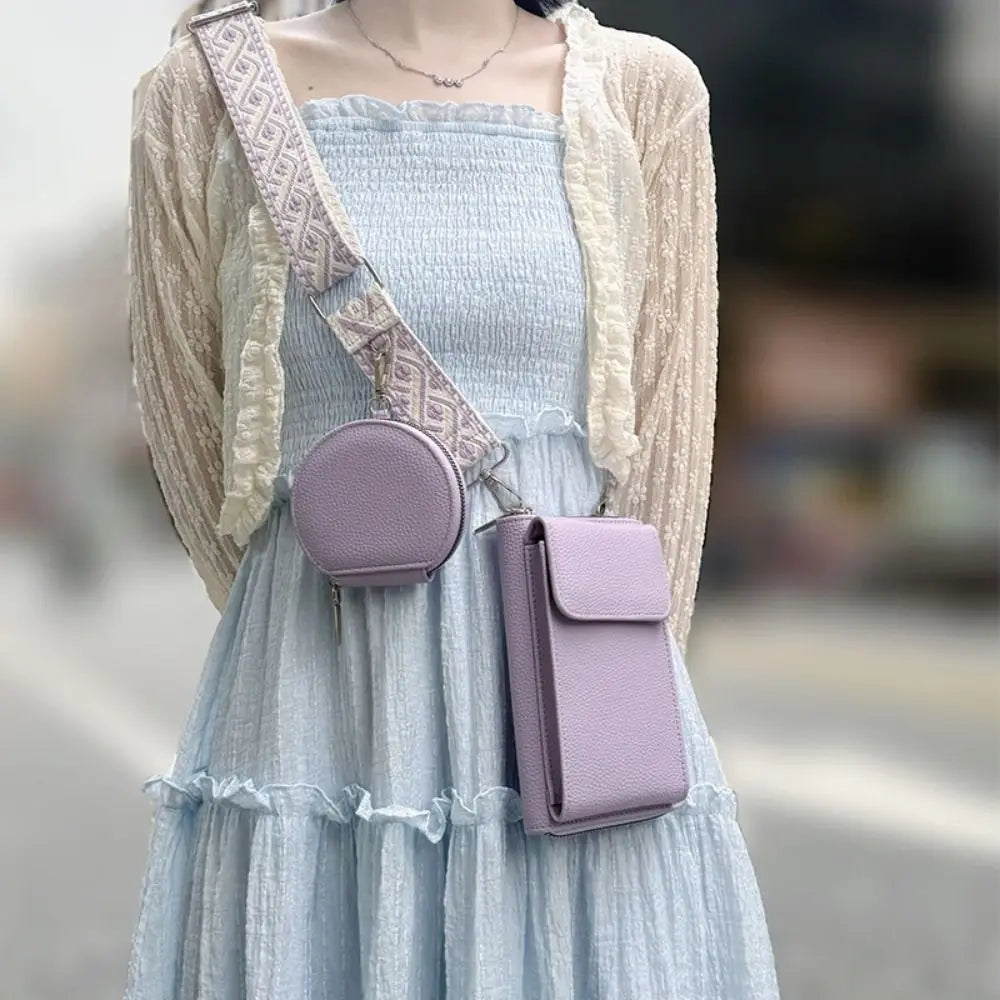 Fashion PU Leather Mobile Phone Bag Lightweight Mini Size Small Purse Crossbody Bag Women Ladies