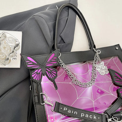 Sweet Y2k Lolita Butterfly Chain Shoulder Bags Trendy Gothic Harajuku Ita Bag Japanese Chic Women Transparent Handbags Crossbody