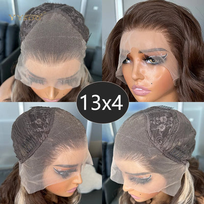 Pre PlucPre Plucked Hairline Glueless Heat Resistant Natural Wavy Future Fiber Synthetic Lacefront Wigs for Blakc Womens Daily