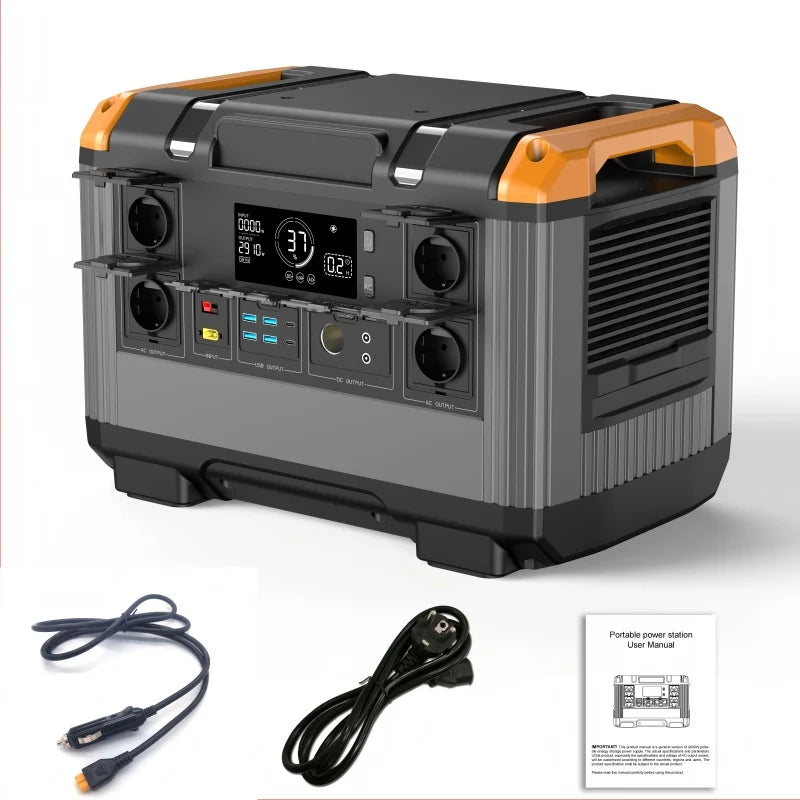 Portable Power Station 3000W LiFePO4 Battery, Fast Charging, Suitable for Outdoor Trips, Parties and Indoor Emergency Pow