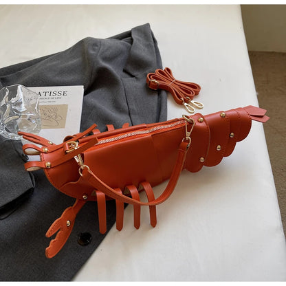 PU Zipper Commuting Crossbody Bags Lobster Shape Niche 2025 High Quality Ladies Bags Solid Color Rivet Fashion Shoulder Bags