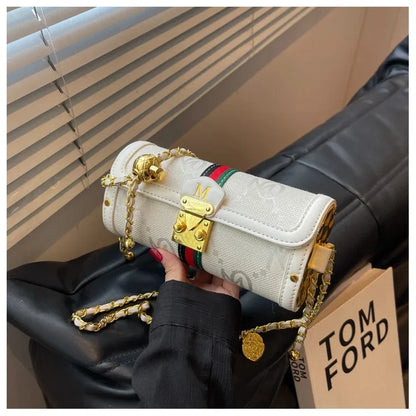 Light luxury brand-name high-end designer bag female 2025 new spring and summer niche shoulder bag messenger bag cylinder bag
