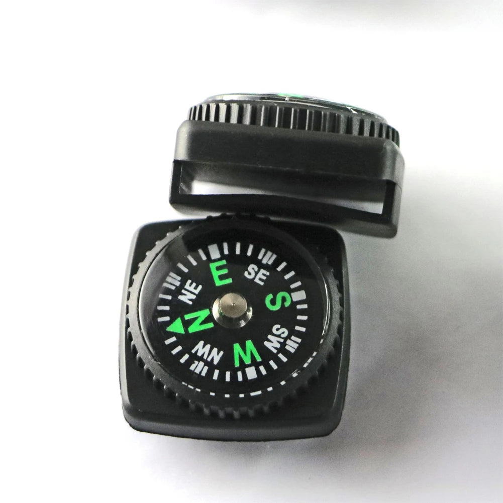 Portable Button Outdoor Survival Compass Navigation Tool 4PCS Leather Pouch Compass Orienteering Hiking Camping Navigator Tool