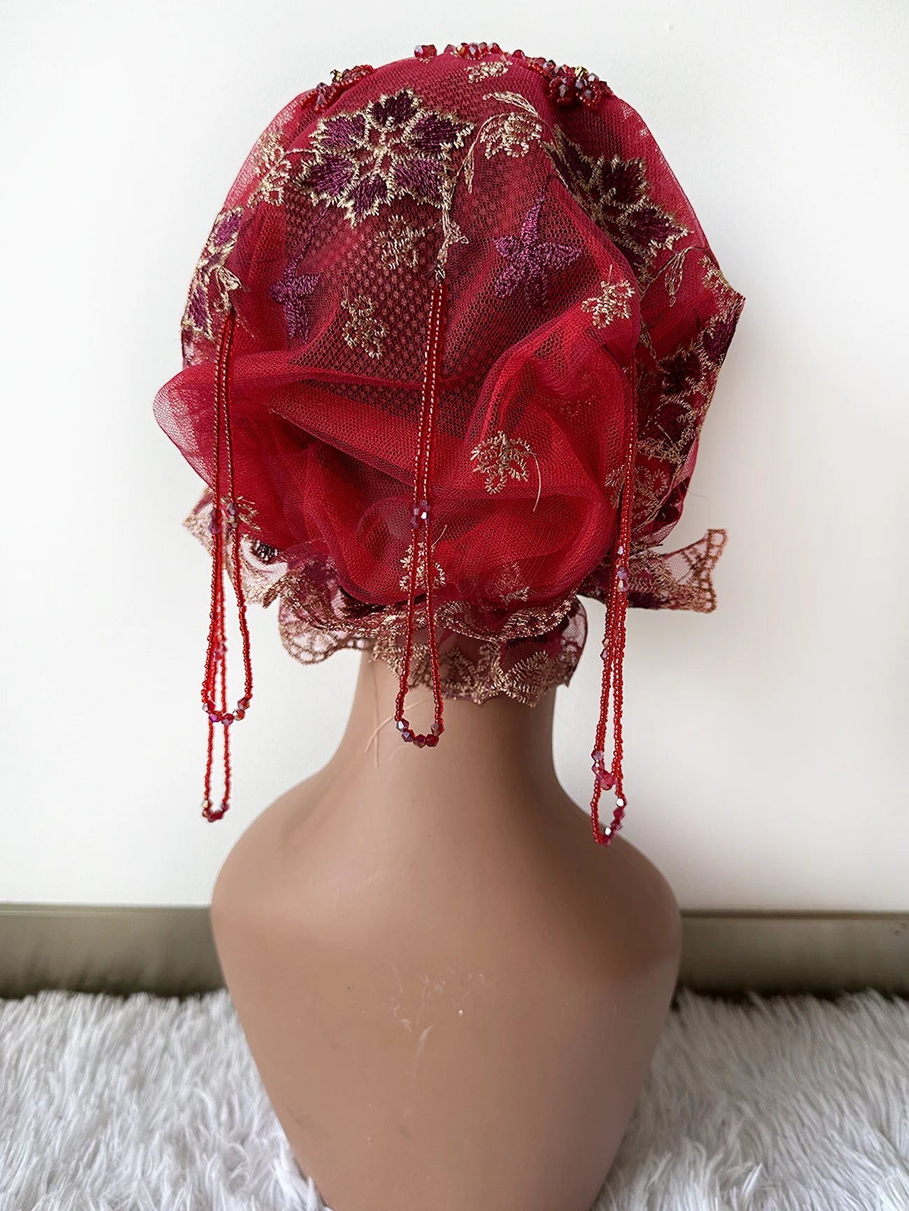 High Quality Lace handcrafted Beaded Turban Hat Female Head Wraps Caps Muslim Women Headscarf Bonnet Ready to Wear Inner Hijabs
