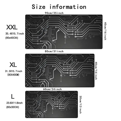 Black Circuit Board Pattern Mouse Pad Large Computer Office Table Mats Rubber Anti-slip Gaming Keyboard Mousepads Long Desk Pads