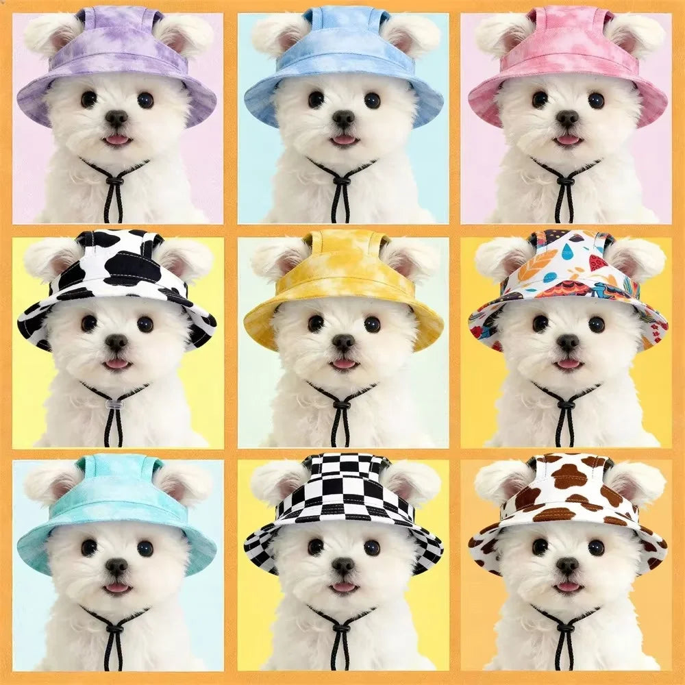Pets Hat with Ear Holes Adjustable Baseball Cap for Medium Small Dogs Summer Fashion Cats Sun Cap Pet Outdoor Hat Pet Supplies