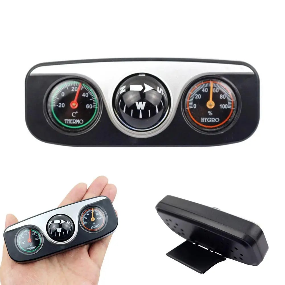 3 In 1 Car Compass Thermometer Hygrometer Dash Mount Navigation Ball Direction Pointer For Vehicle Auto Boat Accessories