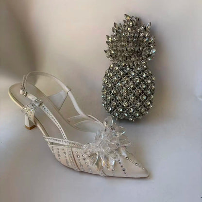 Insightlink Latest Shoes Women Luxury Rhinestone Crystal Pumps 2024 New Fashion Slippers Sandals Party Low Heels Elegant Italian