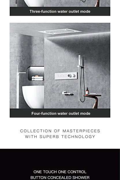 Luxury Black Brass Shower System Wall-Mounted LED Digital Display Design Cold & Hot Dual-Control 4-Function Ceiling Shower Tap