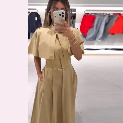 Cape Shawl Women's Trench Coat Turn Down Collar Single Breasted Windbreaker Jacket Long Casual Street Autumn Daily Outerwears