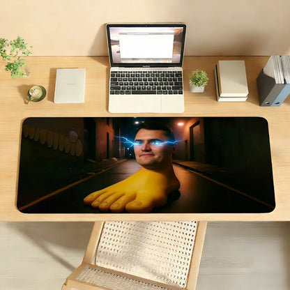 Gaming Mouse Pad, Large Mat, Anti-slip, Stitched Edges, Meme Big Foot Man Print, Keyboard Pad for Gaming & Home