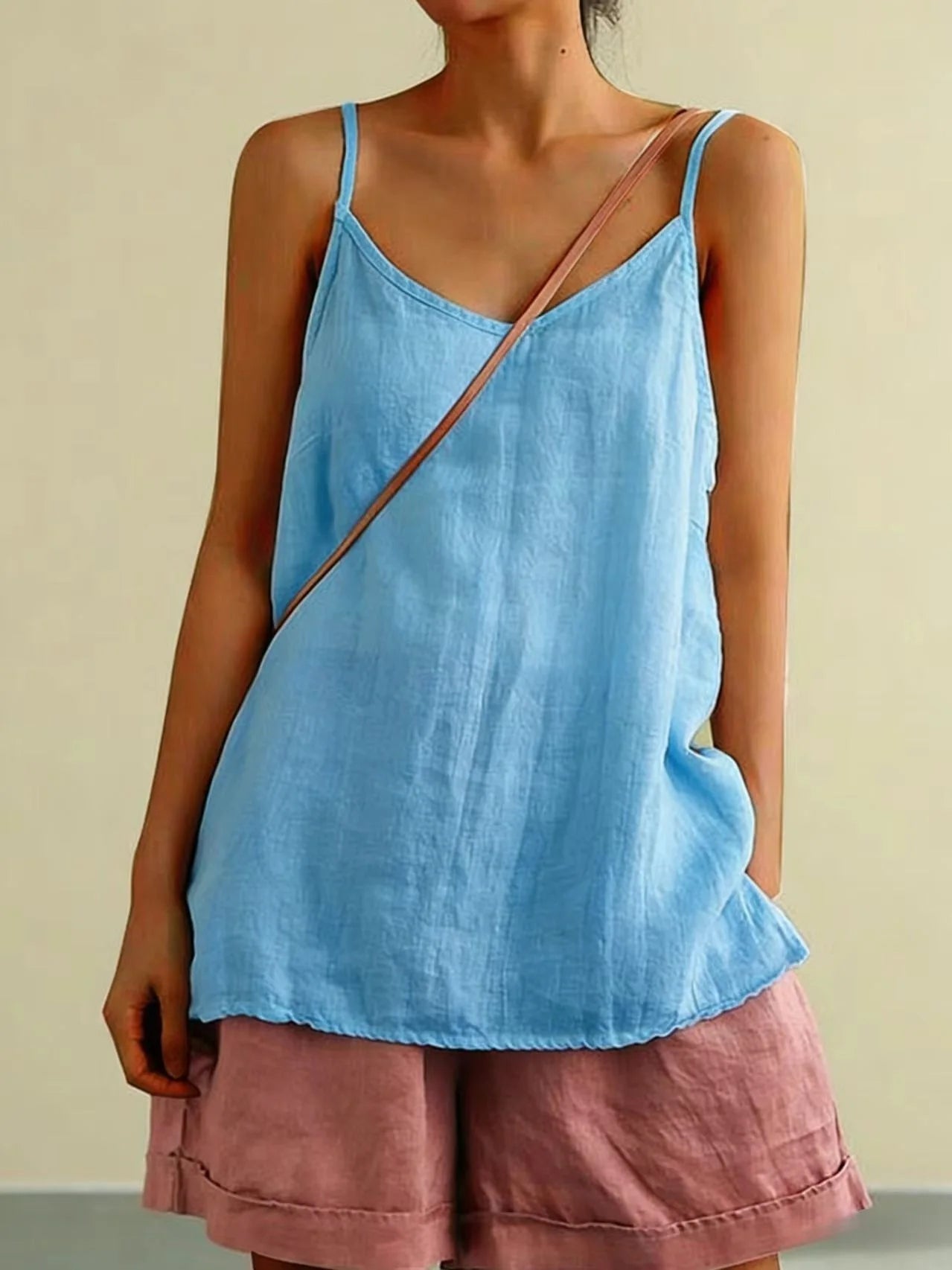 Women's Summer Thin Cotton Linen Style Camisole Fashion Sling Tops Harajuku T-shirt Women Clothing Casual Tank Top Streetwear