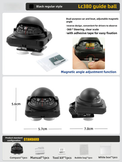 LED Light Electronic Compass, High Precision Pivoting Navigation Compass for Boat Car Marine Use