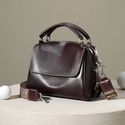 Women Cow Leather Commute Crossbody Bags Women Retro Cowhide Large Capacity Shoulder Bag Ladies Fashion Luxury Designer Handbags