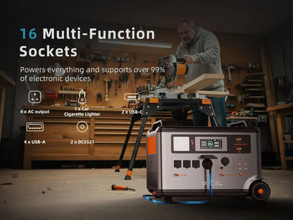 OSCAL PowerMax 3600SE Portable Power Station, 3600Wh LiFePO4 Battery, Solar Generator optional 400W Solar Panel, 3600W (Surge 7200W) Fast charging Home Backup Battery, Power Supply for Camping, RV