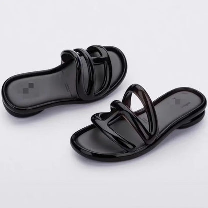 Summer Women's Slippers Adult Girls Wide Width Thick Bottom 2.8cm Heels Ladies Anti-slip Beach Shoe Jelly Beach Shoes