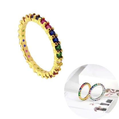 24K Gold Plated Colorful Crystal Gold Rings Turquoise Engagement Wedding Anniversary Ring Light Luxury Fashion Jewelry Gifts A40