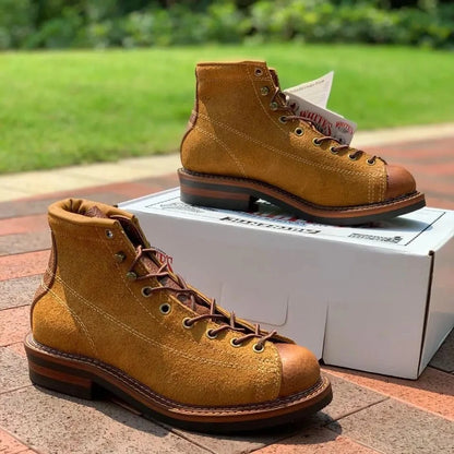 High Quality Men Casual Shoes Handmade Cow Leather Dress Ankle Boots Desert Work Motorcycle Boots Platform Boots
