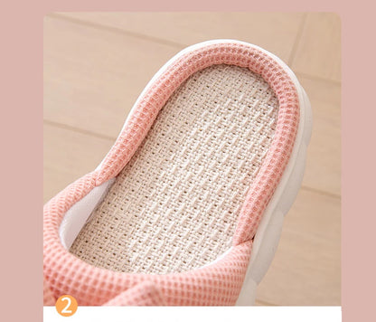 Bow Platform Women's Slippers Home Spring Summer Luxury Designer Woman Shoes 2026 Fashion Hemp Indoor Slides Lightweight Soft