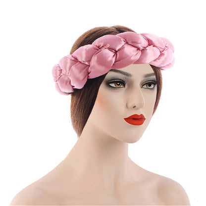 Exaggerated Satin Braid Headband for Women Lady Party Headpiece Candy Color Head Bands