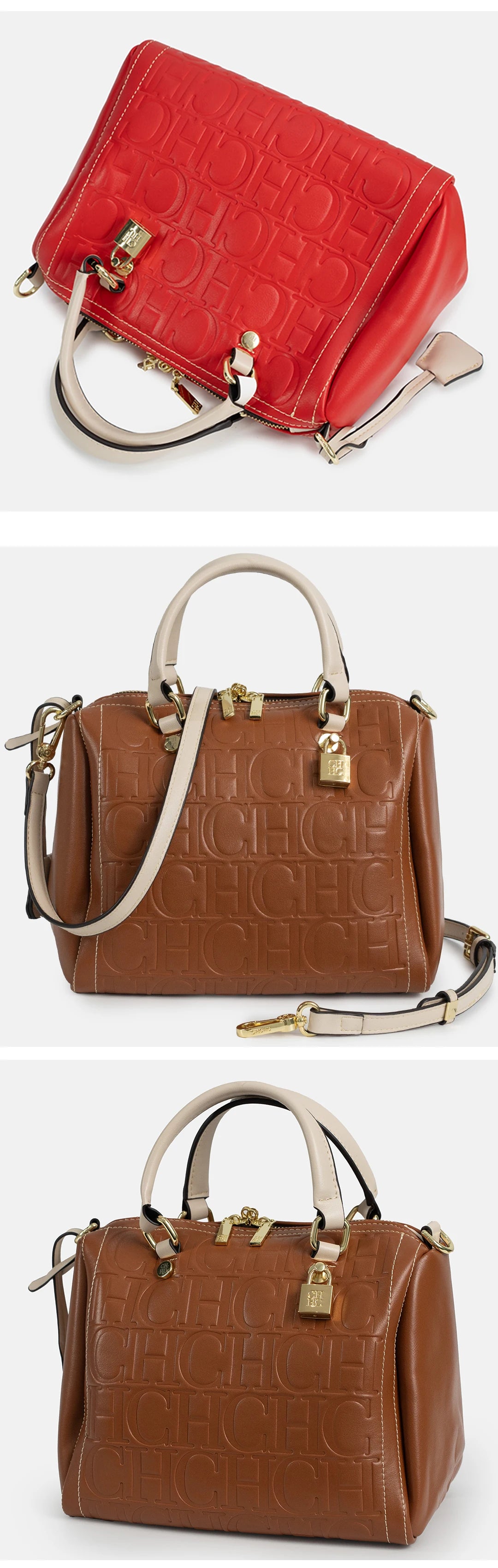 CH Autumn/Winter Christmas Fashion PU Material Lock Lock Design Women's Crossbody Bag 2026 Designer New Handbag Trendy Brand