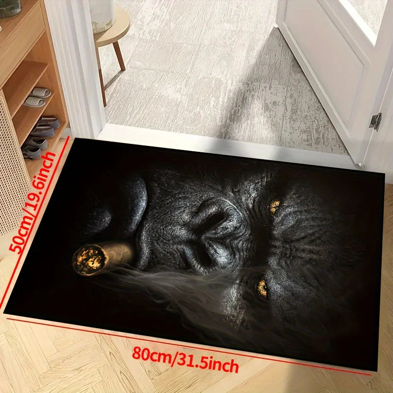 Chimpanzee Print Waterproof Doormat, Non-Slip Machine Washable Rug for Indoor Outdoor Multi-Room Home Decor