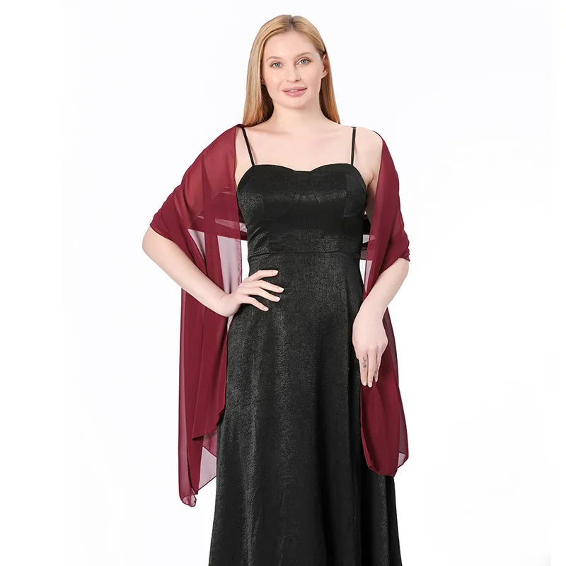 Pure Color Chiffon Shawls for Evening Dresses Women Wedding Evening Party Capes Scarves Summer Beach Towel Sunscreen Shawl