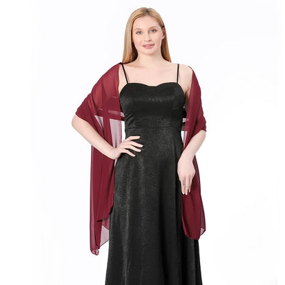 Pure Color Chiffon Shawls for Evening Dresses Women Wedding Evening Party Capes Scarves Summer Beach Towel Sunscreen Shawl