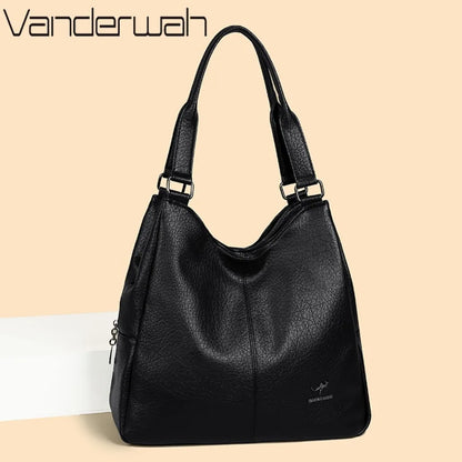 Three Layers Genuine Brand Tote Bag Luxury Handbags for Women Mom Shoulder Hand Bag Designer Top Quality Soft Leather Sac New