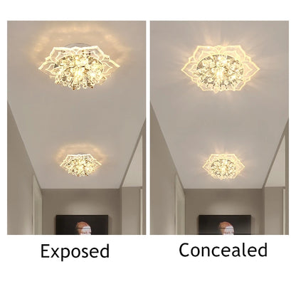 LED Lotus Glass Corridor Ceiling Lights porch Hallway Plastic Leaves Ceiling Lamps Living Room Balcony Ceiling fixtures