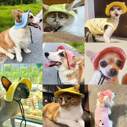 Pets Hat with Ear Holes Adjustable Baseball Cap for Medium Small Dogs Summer Dye Cats Sun Cap Pet Outdoor Hat Pet Supplies