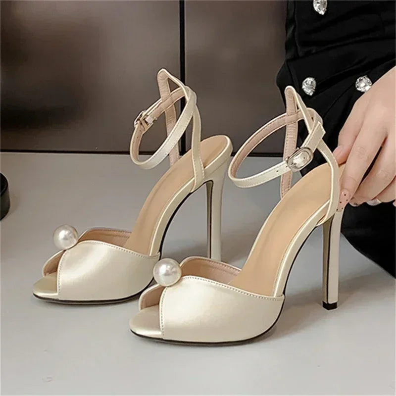 Sexy Open Toe Sandals Woman Ankle Buckle Strap Stiletto Heels Party Prom Shoes Summer Pumps Luxury Sandals High Heels Slides