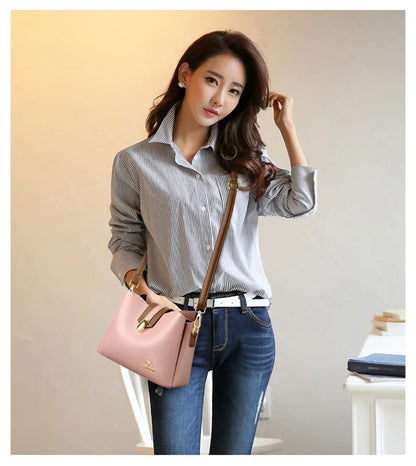 High Quality Leather Tote for Ladies Luxury Casual Women Designer Shoulder Crossbody Sac Female Worker Bolsas Handbags and Purse