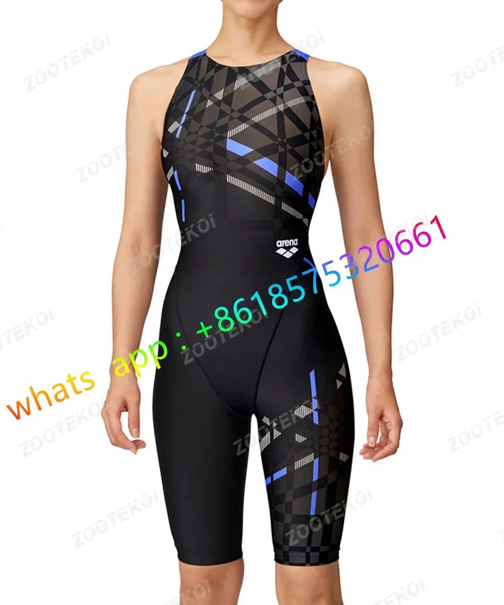 NEW Women One Piece Swimwear Knee Length Swimsuit Bodysuit Swimming Pool Sports Professional Training Comfortable Swimwear 2023